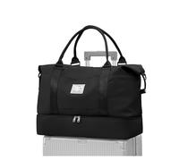 Sac polochon de Voyage, Sac Sport fourre-Tout, Sacs Nuit à bandoulière for Femmes avec Manche Chariot, Main Pliable pour Travel Gym(Black)