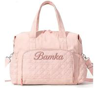 Sac portable personnalisé pour maman - Grande capacité - Sac de rangement pour couches de bébé - Sac de maternité - Couleur unie - Sac de yoga et de fitness, Rose, M