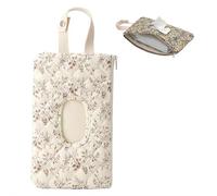 Sac portable pour poussette, porte-lingettes pour bébé, motif floral, pochette de rangement matelassée avec cordon pour voyage, beige, one size