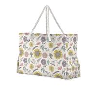 Sac portable tournesol jaune pour femme avec poches latérales pour voyage avec porte-gobelets sur le côté