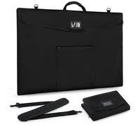 Sac porte-documents d'artiste double étanche (64 x 95 cm) - Avec fermeture éclair imperméable, mousse PVC et rabat - Porte-documents pour œuvres d'art, posters et portfolios avec bandoulière, Noir