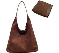 Sac Porté épaule Femme en Daim Cuir, Sac Fourre-tout Rétro Décontracté, Sac Hobo Vintage Souple, Sac à Bandoulière Tendance Grande Capacité pour Travail, Voyages, Shopping, léger, simple et de grande