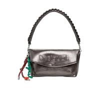 Sac porté épaule gris métallisé avec une anse tressée et un rabat aimanté