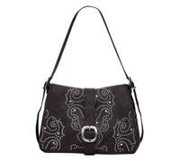 Sac porté épaule marron à motifs cloutés avec une ceinture décorative