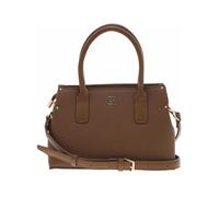 Sac porte-mains chocolat uni avec bandoulière et fermeture zippée
