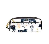 Sac Porte-Stylo Vaches Et Fleurs Fantômes Papeterie Organisateur Grande Capacité Trousse À Maquillage Facile À Nettoyer Sac À Crayons pour Collège Scolaires Garçon