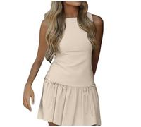 Sac porte Toga plissé pour femme, trapèze, couleur unie, col rond, nœud à fermeture éclair arrière, mini robe de vêtements élégants d'hiver, Blanc, XS