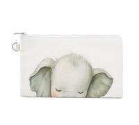 Sac portefeuille en toile, aquarelle bébé éléphant dans une couverture, porte-monnaie imprimé, porte-monnaie à fermeture éclair, petit sac à cosmétiques