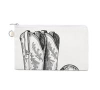 Sac portefeuille en toile, bottes de cowgirl vintage avec imprimé boule disco porte-monnaie, sac à main à fermeture éclair, petit sac à cosmétiques