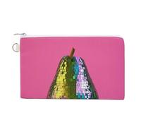 Sac portefeuille en toile, boule disco avocat sur imprimé rose, porte-monnaie à fermeture éclair, petit sac à cosmétiques