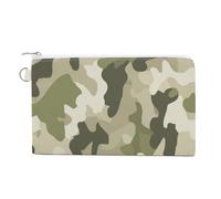 Sac portefeuille en toile, camouflage militaire, vert beige, porte-monnaie, porte-monnaie à fermeture éclair, petite trousse de maquillage
