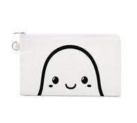 Sac portefeuille en toile, contour d'un fantôme mignon, porte-monnaie à fermeture éclair, petit sac à cosmétiques