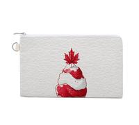 Sac portefeuille en toile, cornet de crème glacée, feuille d'érable rouge sur le dessus, porte-monnaie à fermeture éclair, petit sac à cosmétiques