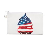 Sac portefeuille en toile, cornet de crème glacée, motif drapeau américain, porte-monnaie, porte-monnaie à fermeture éclair, petit sac à cosmétiques