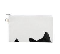 Sac portefeuille en toile, deux adorables chats noirs regardant un regard, porte-monnaie à fermeture éclair, petite trousse de maquillage