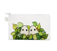 Sac portefeuille en toile, deux fantômes mignons dans un pot de fleurs vert, porte-monnaie, porte-monnaie à fermeture éclair, petite trousse de maquillage