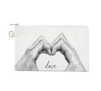 Sac portefeuille en toile, deux mains faisant un cœur en forme de cœur, porte-monnaie à fermeture éclair, petit sac à cosmétiques