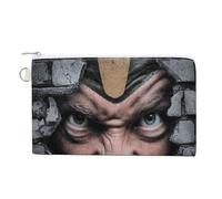 Sac portefeuille en toile, écrasement à travers le mur de briques en colère, porte-monnaie imprimé visage en colère, porte-monnaie à fermeture éclair, petite trousse de maquillage