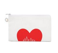 Sac portefeuille en toile, en forme de cœur rouge, simple et minimaliste, porte-monnaie, porte-monnaie à fermeture éclair, petite trousse de maquillage