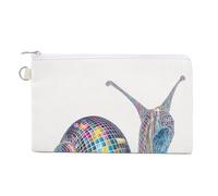 Sac portefeuille en toile, escargot avec motif boule disco imprimé, porte-monnaie, porte-monnaie à fermeture éclair, petit sac à cosmétiques