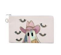 Sac portefeuille en toile, fantôme coquette dans un sac à monnaie vintage imprimé cowgirl, porte-monnaie à fermeture éclair, petit sac à cosmétiques