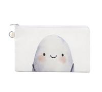 Sac portefeuille en toile, fantôme mignon portant un stéthoscope, porte-monnaie à fermeture éclair, petit sac à cosmétiques