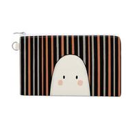 Sac portefeuille en toile, fantôme mignon tenant un sac d'Halloween, porte-monnaie imprimé, porte-monnaie à fermeture éclair, petit sac à cosmétiques