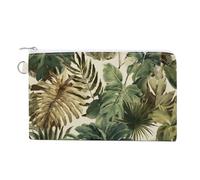 Sac portefeuille en toile, feuille de jungle, imprimé léopard, porte-monnaie, sac à main à changement à glissière, petit sac à cosmétiques