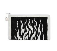 Sac portefeuille en toile, flammes noires et blanches, porte-monnaie à impression simple, porte-monnaie à fermeture éclair, petit sac à cosmétiques