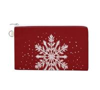 Sac portefeuille en toile, flocon de neige sur fond rouge, imprimé « Let It Snow », porte-monnaie à fermeture éclair, petite trousse de maquillage