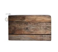 Sac portefeuille en toile, fond en bois horizontal avec planches imprimées, porte-monnaie à fermeture éclair, petit sac à cosmétiques