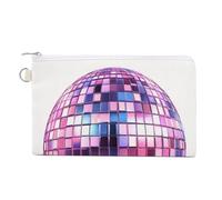 Sac portefeuille en toile, grand sac à monnaie imprimé boule disco mozaïque bleu, rose, porte-monnaie, porte-monnaie à fermeture éclair, petite trousse de maquillage