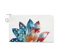 Sac portefeuille en toile, grande fleur sauvage, motif drapeau américain, porte-monnaie, porte-monnaie à fermeture éclair, petit sac à cosmétiques