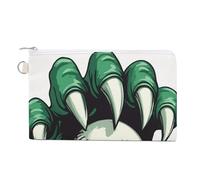 Sac portefeuille en toile, griffe verte tenant une pièce de baseball, porte-monnaie à fermeture éclair, petite trousse de maquillage