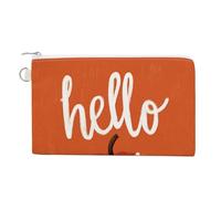 Sac portefeuille en toile, Hello Fall écrit sur imprimé citrouille orange, porte-monnaie, porte-monnaie à fermeture éclair, petite trousse de maquillage