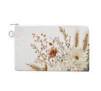 Sac portefeuille en toile, imprimé fleurs sauvages d'automne, citrouilles, marguerites, soucis, porte-monnaie, porte-monnaie, petite trousse de maquillage