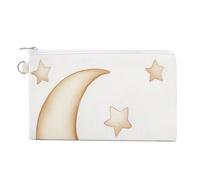 Sac portefeuille en toile, imprimé lune jaune et étoiles, porte-monnaie à fermeture éclair, petit sac à cosmétiques