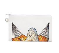 Sac portefeuille en toile, joli fantôme lisant dans un hamac, porte-monnaie, porte-monnaie à fermeture éclair, petit sac à cosmétiques