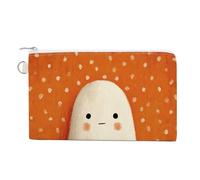 Sac portefeuille en toile, joli fantôme tenant une bannière, un texte, un porte-monnaie, une fermeture éclair, une petite trousse de maquillage