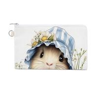 Sac portefeuille en toile, joli porte-monnaie imprimé cochon d'Inde, porte-monnaie à fermeture éclair, petit sac à cosmétiques