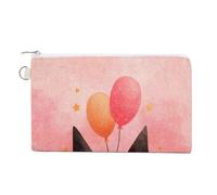 Sac portefeuille en toile, jolis fantômes roses portant des chapeaux de sorcière, porte-monnaie, porte-monnaie à fermeture éclair, petite trousse de maquillage