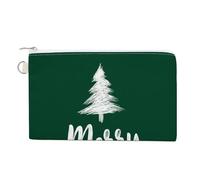 Sac portefeuille en toile, « Merry Christmas on Green Tree » - Imprimé minimaliste - Porte-monnaie à fermeture éclair - Petit sac à cosmétiques