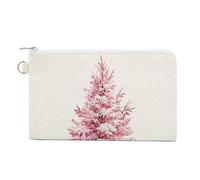 Sac portefeuille en toile, motif arbre de Noël rose Let It Snow, porte-monnaie à fermeture éclair, petite trousse de maquillage