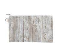 Sac portefeuille en toile, motif bois de ferme blanc, porte-monnaie avec fermeture éclair, petite trousse de maquillage