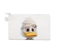 Sac portefeuille en toile, motif canard de dessin animé habillé comme une momie, porte-monnaie à fermeture éclair, petite trousse de maquillage