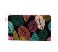 Sac portefeuille en toile, motif feuille abstraite, porte-monnaie, porte-monnaie à fermeture éclair, petit sac à cosmétiques