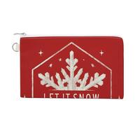Sac portefeuille en toile, motif flocon de neige blanc Let It Snow imprimé, porte-monnaie à fermeture éclair, petite trousse de maquillage