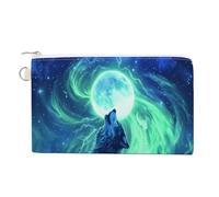 Sac portefeuille en toile, motif loup majestueux hurlement, porte-monnaie à fermeture éclair, petit sac à cosmétiques