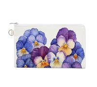 Sac portefeuille en toile, motif pensée aquarelle, fleurs, cœur, porte-monnaie, porte-monnaie, sac à main, petite trousse de maquillage