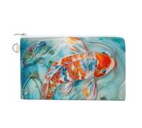 Sac portefeuille en toile, poisson élégant dans un sac à monnaie imprimé fluide, porte-monnaie à fermeture éclair, petit sac à cosmétiques